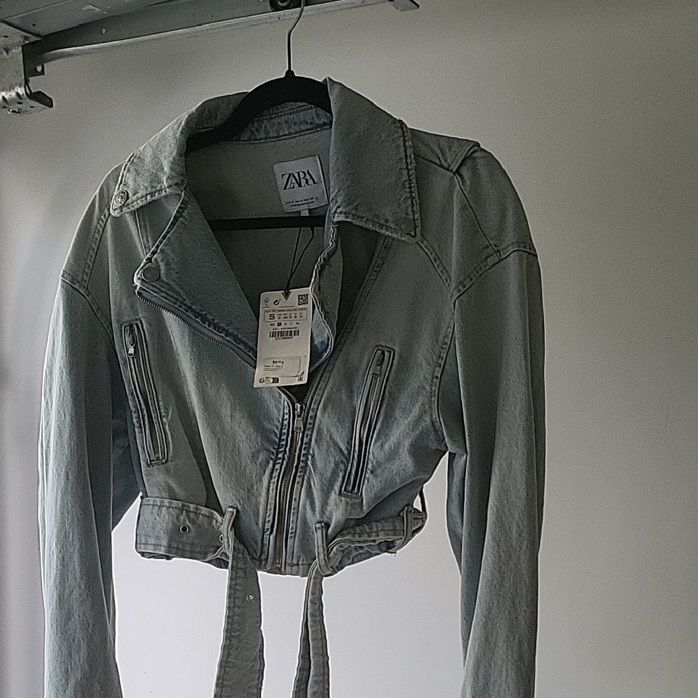 Zara Sky Blue Cropped Denim Jacket - Picture 3 of 7